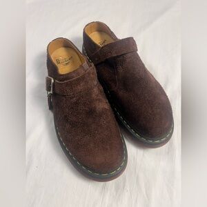 Dr. Martens Isham Mules Dark Brown Suede Slip On Clogs Mens  Size 13 NWOB